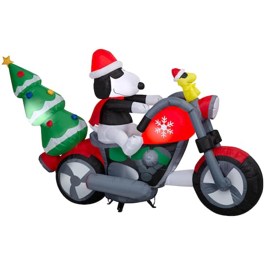 4.75ft. Airblown® Inflatable Peanuts® Snoopy & Woodstock on Motorcycle Christmas Light Décor